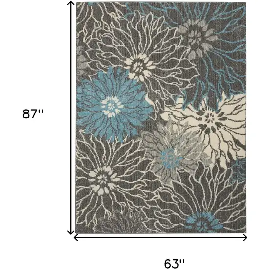 Blue And Gray Floral Area Rug Photo 7