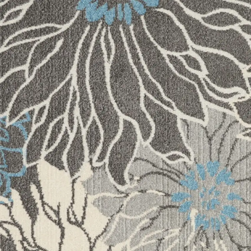 Blue And Gray Floral Area Rug Photo 6