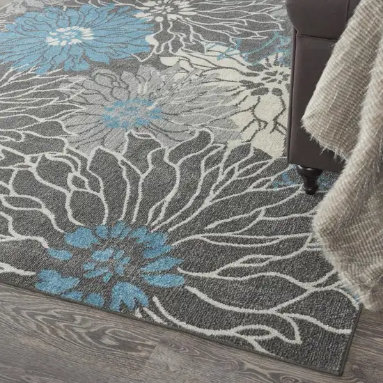 Blue And Gray Floral Area Rug Photo 8