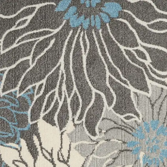 Blue And Gray Floral Area Rug Photo 4