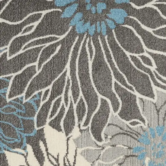 Blue And Gray Floral Area Rug Photo 4
