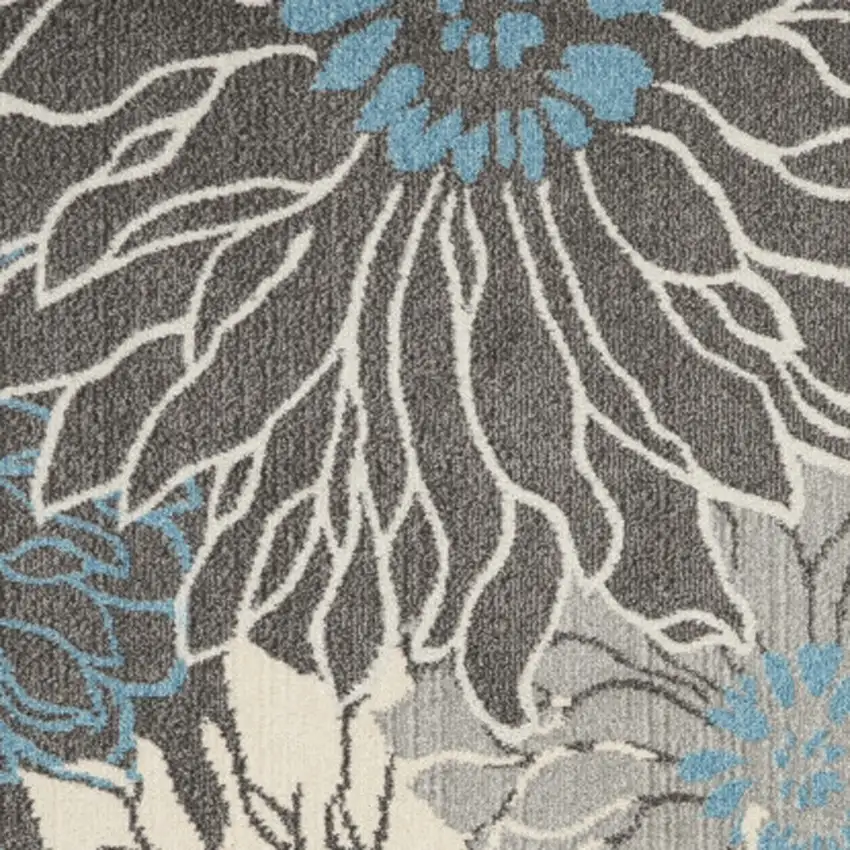Blue And Gray Floral Area Rug Photo 4
