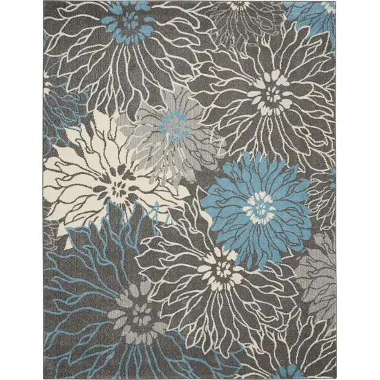 Blue And Gray Floral Area Rug Photo 9