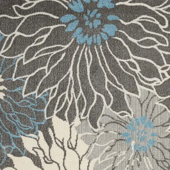 Blue And Gray Floral Area Rug Photo 3