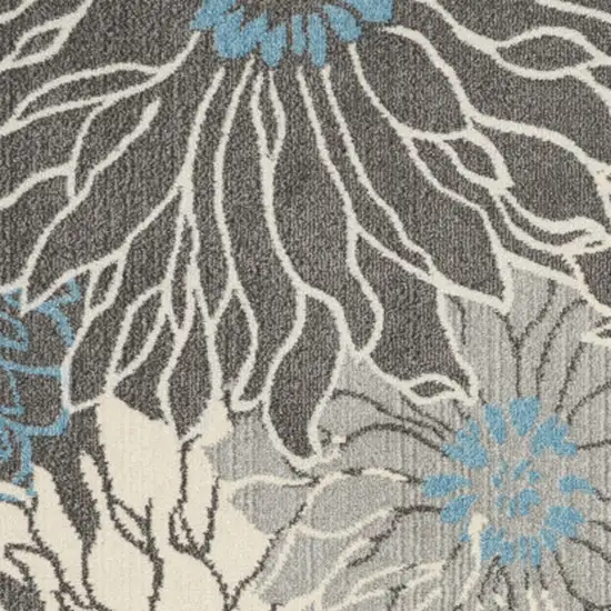 Blue And Gray Floral Area Rug Photo 7