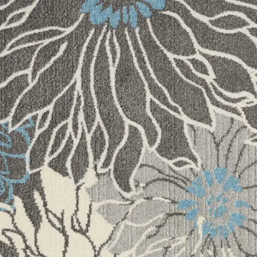 Blue And Gray Floral Area Rug Photo 7