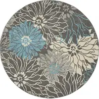 Photo of Charcoal and Blue Big Flower Area Rug