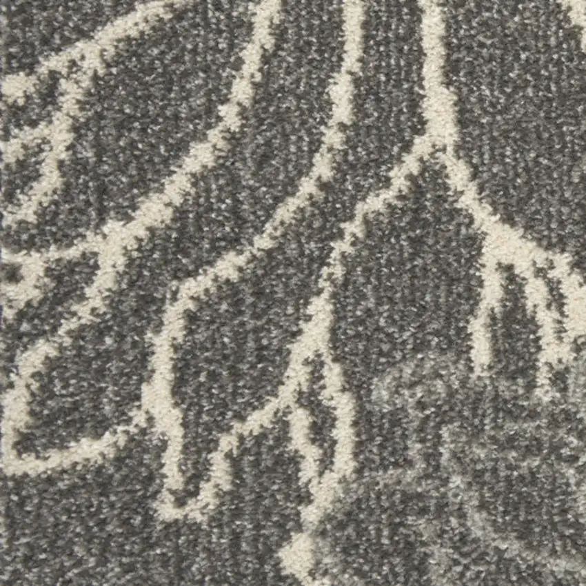 6' Blue And Gray Floral Runner Rug Photo 7