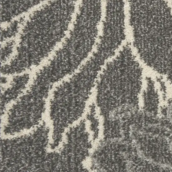 6' Blue And Gray Floral Runner Rug Photo 7