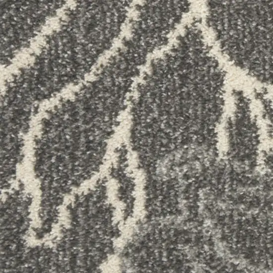 6' Blue And Gray Floral Runner Rug Photo 6