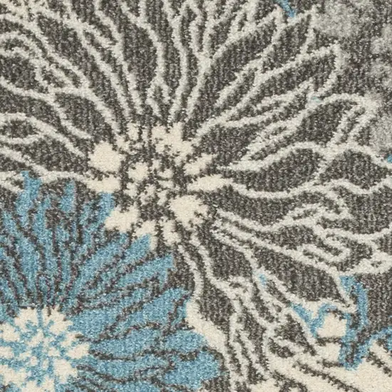 Blue And Gray Floral Area Rug Photo 6