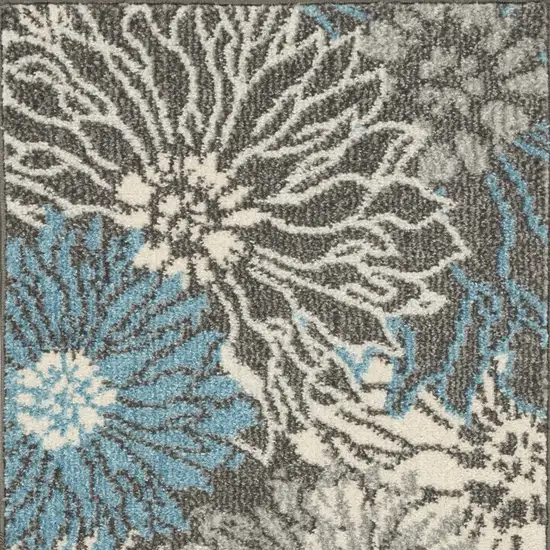 Blue And Gray Floral Area Rug Photo 7