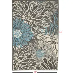 Photo of Charcoal and Blue Big Flower Scatter Rug