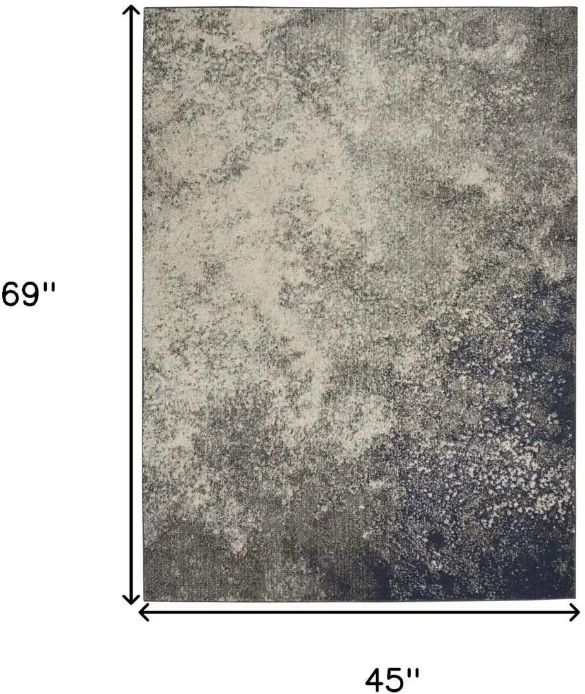 Gray And Ivory Abstract Area Rug Photo 5