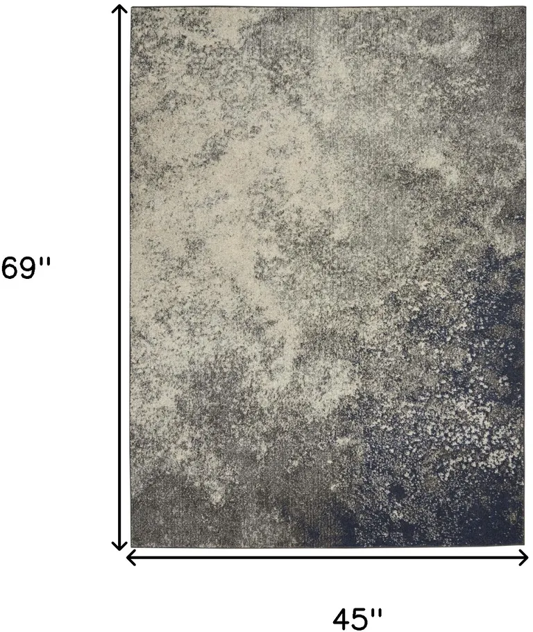 Charcoal and Ivory Abstract Area Rug Photo 3