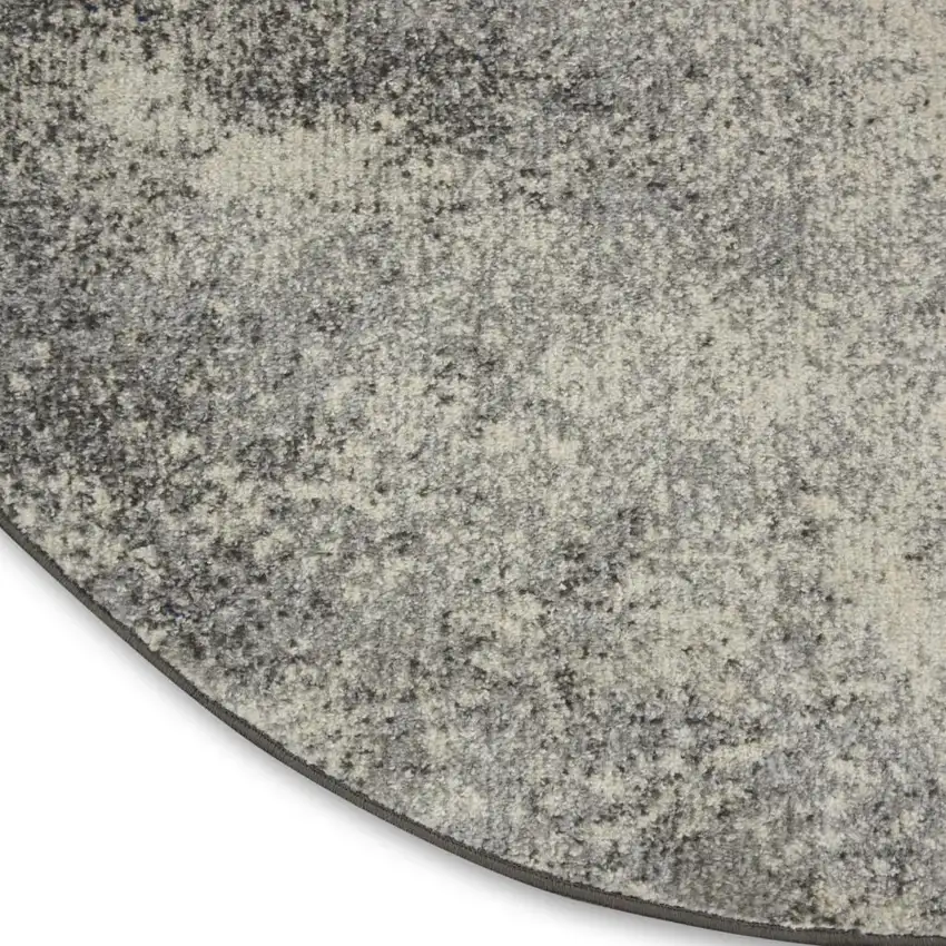 4' Gray And Ivory Abstract Round Rug Photo 7