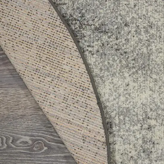 4' Gray And Ivory Abstract Round Rug Photo 8