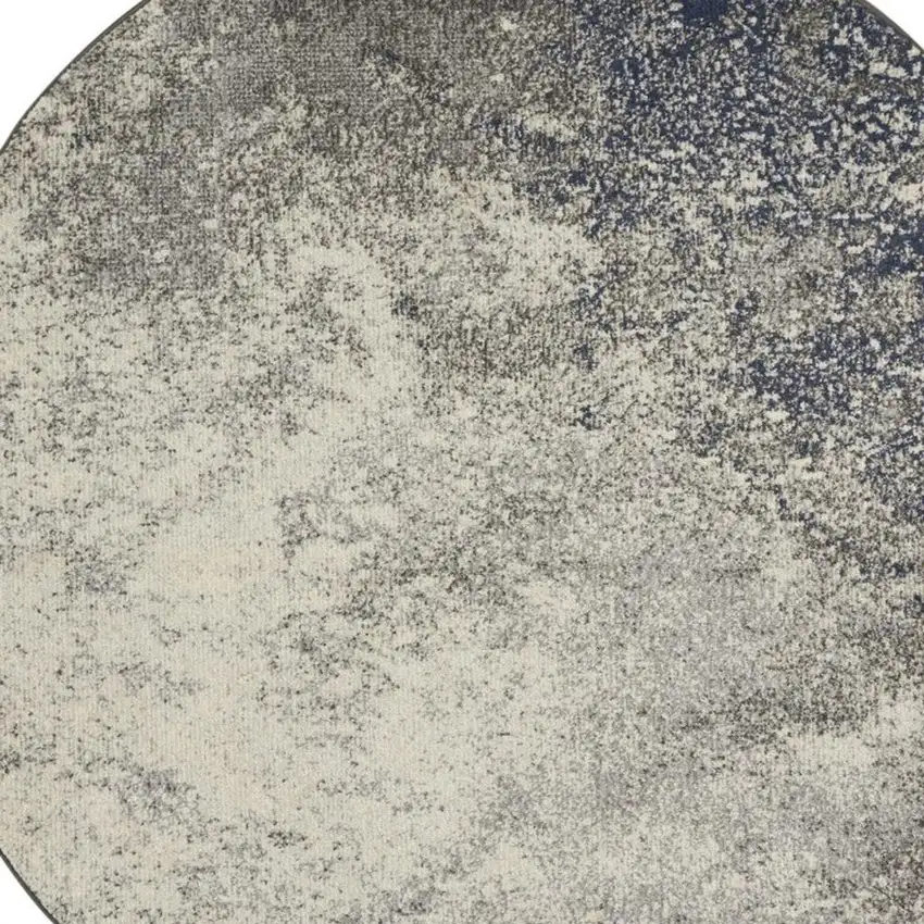 4' Gray And Ivory Abstract Round Rug Photo 3