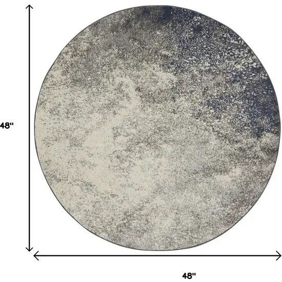 4' Gray And Ivory Abstract Round Rug Photo 3