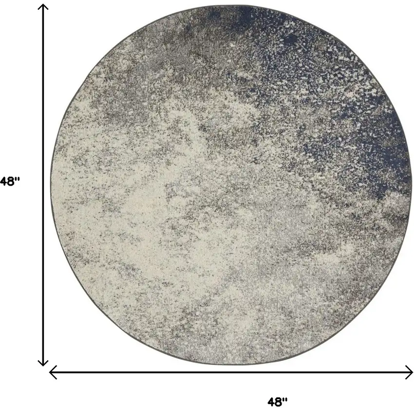 4' Gray And Ivory Abstract Round Rug Photo 3