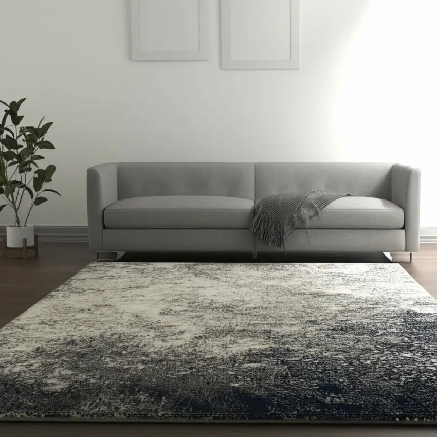 Gray And Ivory Abstract Area Rug Photo 1