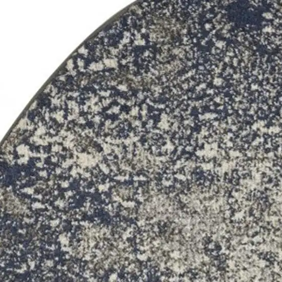 5' Gray And Ivory Abstract Round Rug Photo 2