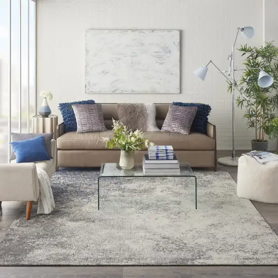 Charcoal and Ivory Abstract Area Rug Photo 4