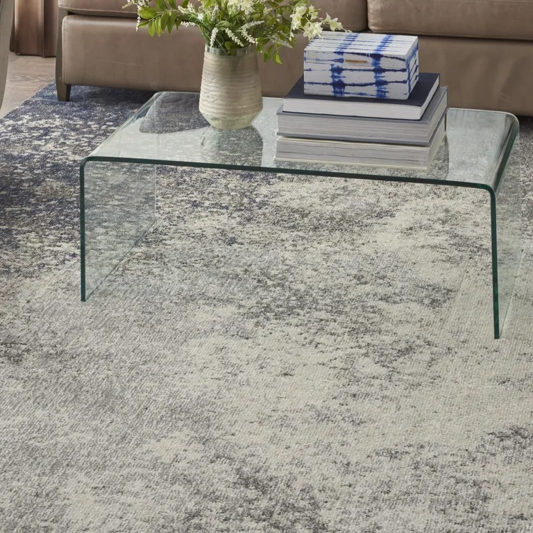 Charcoal and Ivory Abstract Area Rug Photo 5