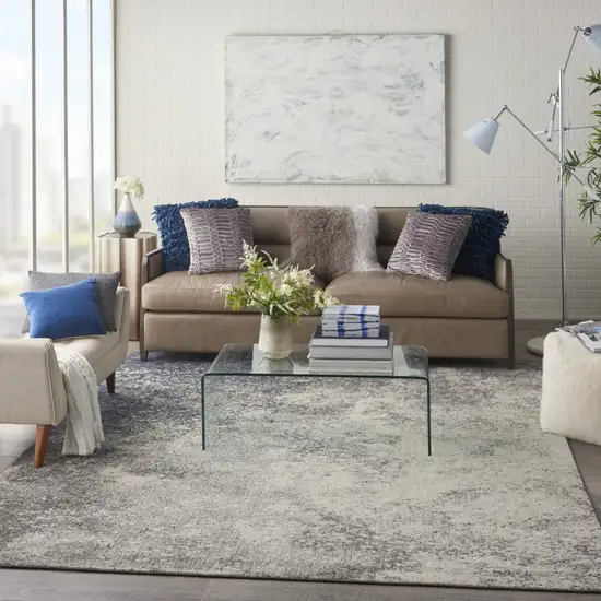 Charcoal and Ivory Abstract Area Rug Photo 6