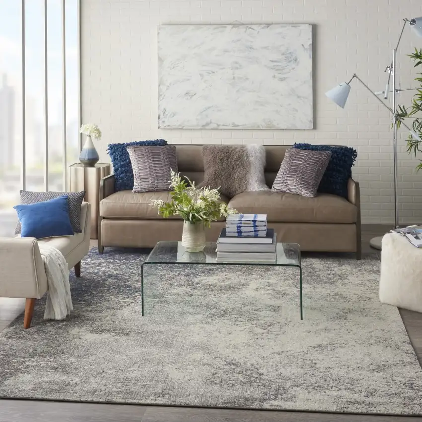 Charcoal and Ivory Abstract Area Rug Photo 6
