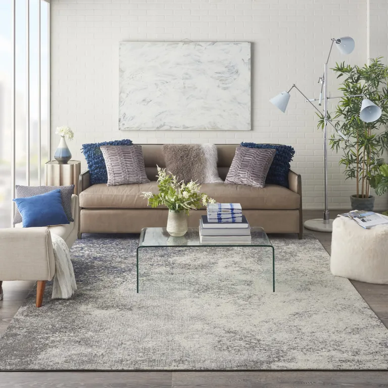 Charcoal and Ivory Abstract Area Rug Photo 4