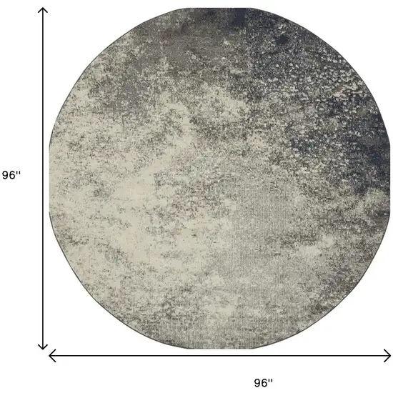 8' Gray And Ivory Abstract Round Rug Photo 7