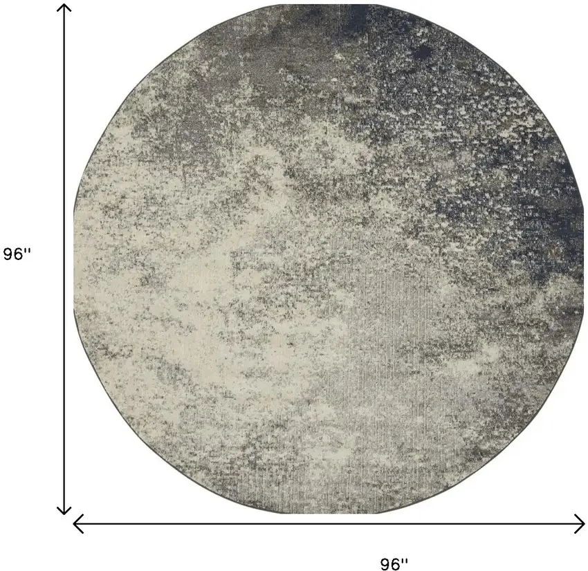 8' Gray And Ivory Abstract Round Rug Photo 7