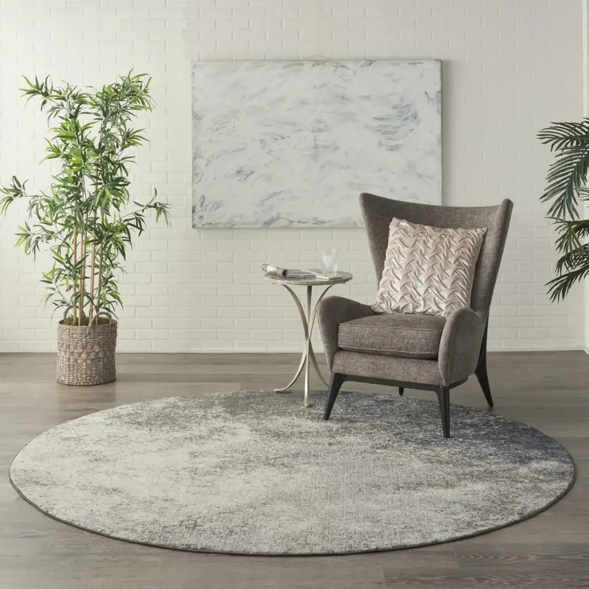 Charcoal and Ivory Abstract Area Rug Photo 5