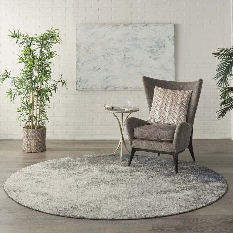 Charcoal and Ivory Abstract Area Rug Photo 5