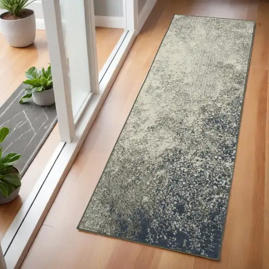6' Gray And Ivory Abstract Runner Rug Photo 1