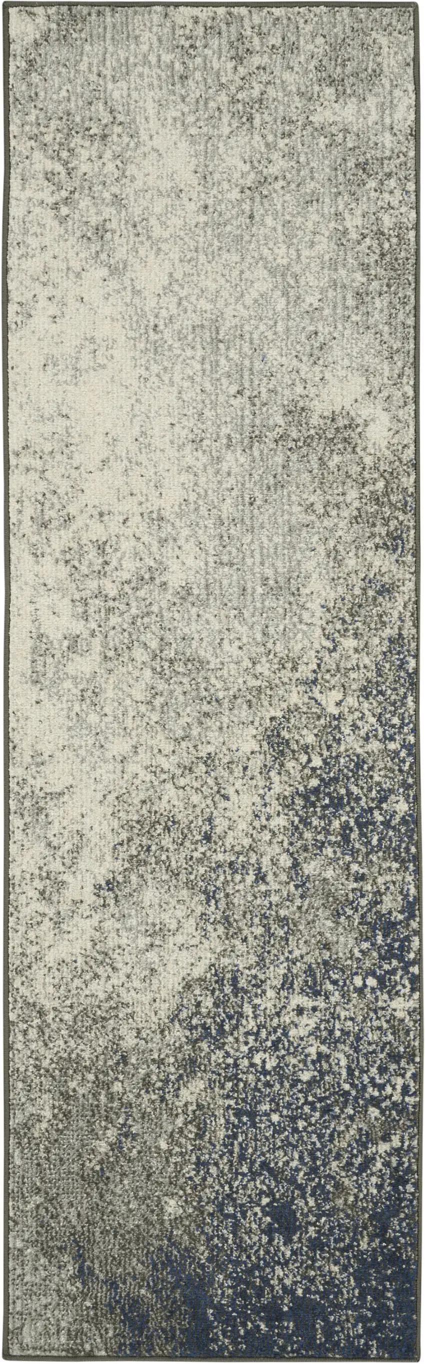 6' Gray And Ivory Abstract Runner Rug Photo 1