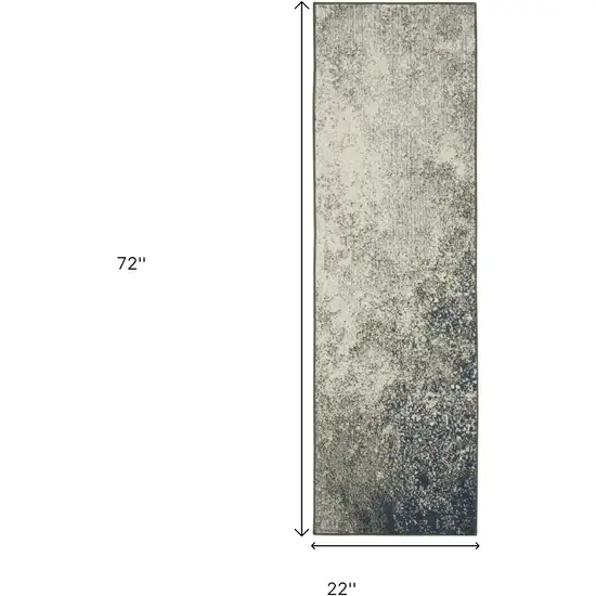 6' Gray And Ivory Abstract Runner Rug Photo 3