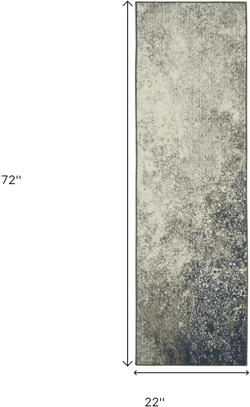 6' Gray And Ivory Abstract Runner Rug Photo 3