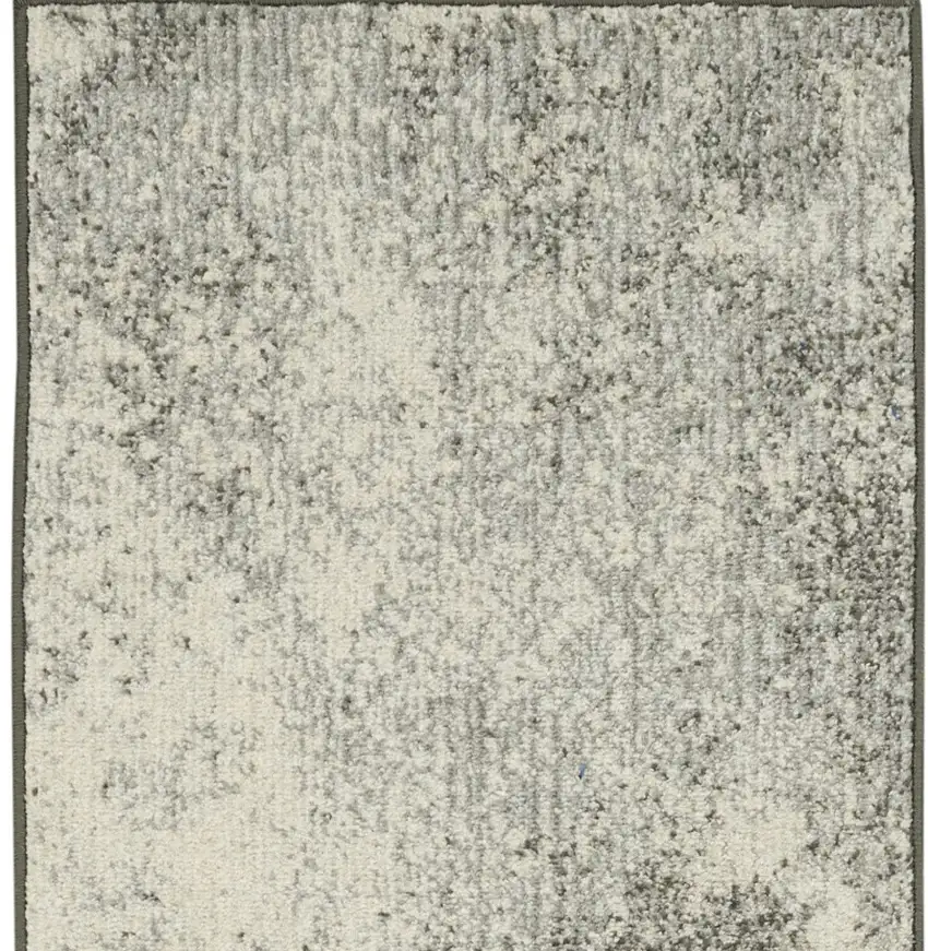 6' Gray And Ivory Abstract Runner Rug Photo 8
