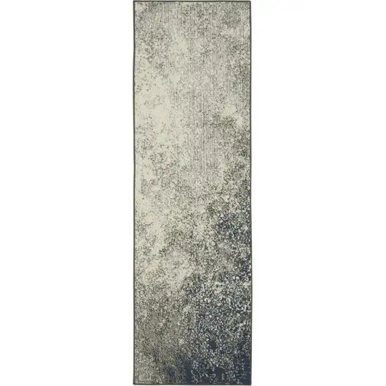 6' Gray And Ivory Abstract Runner Rug Photo 9