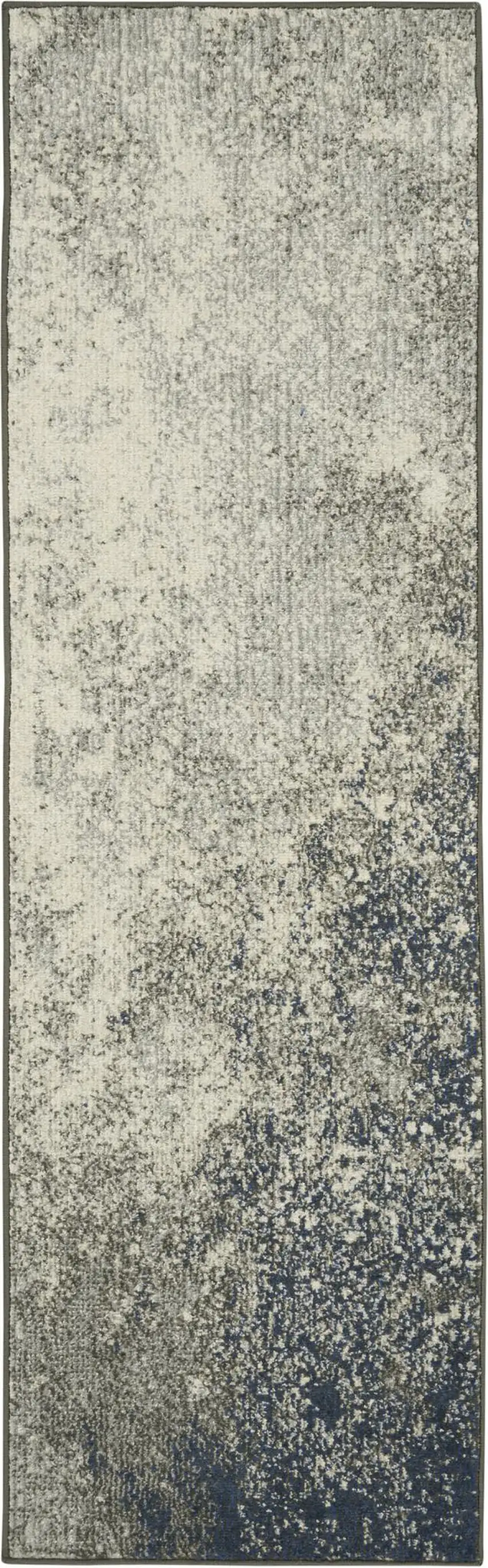 6' Gray And Ivory Abstract Runner Rug Photo 9
