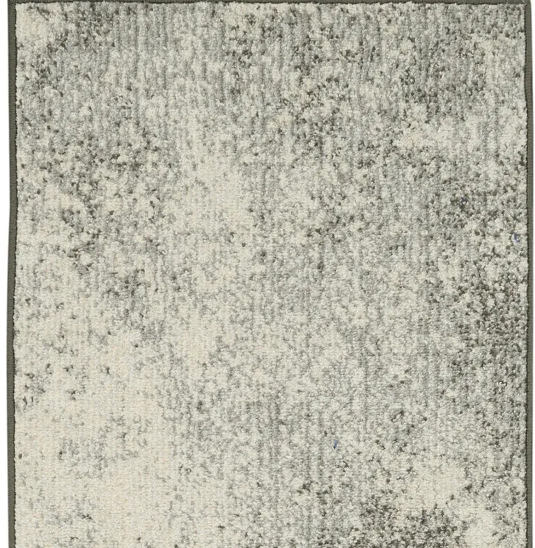 Charcoal and Ivory Abstract Runner Rug Photo 4