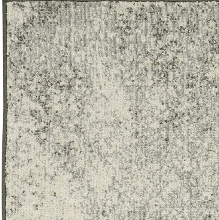 Charcoal and Ivory Abstract Runner Rug Photo 5