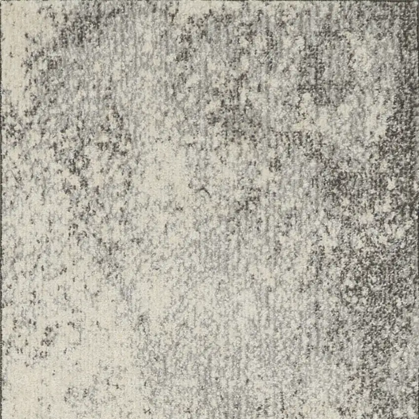 8' Gray And Ivory Abstract Runner Rug Photo 5