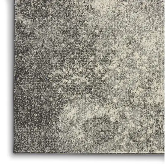 8' Gray And Ivory Abstract Runner Rug Photo 8