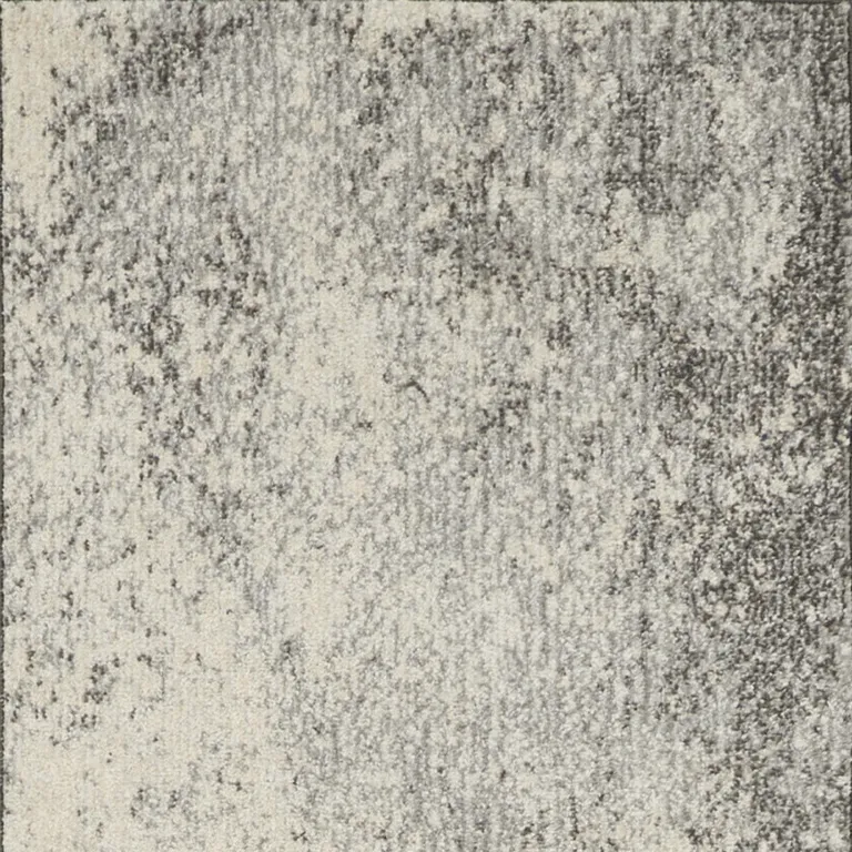 Charcoal and Ivory Abstract Runner Rug Photo 5