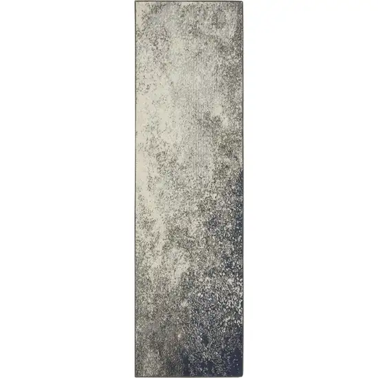 8' Gray And Ivory Abstract Runner Rug Photo 9