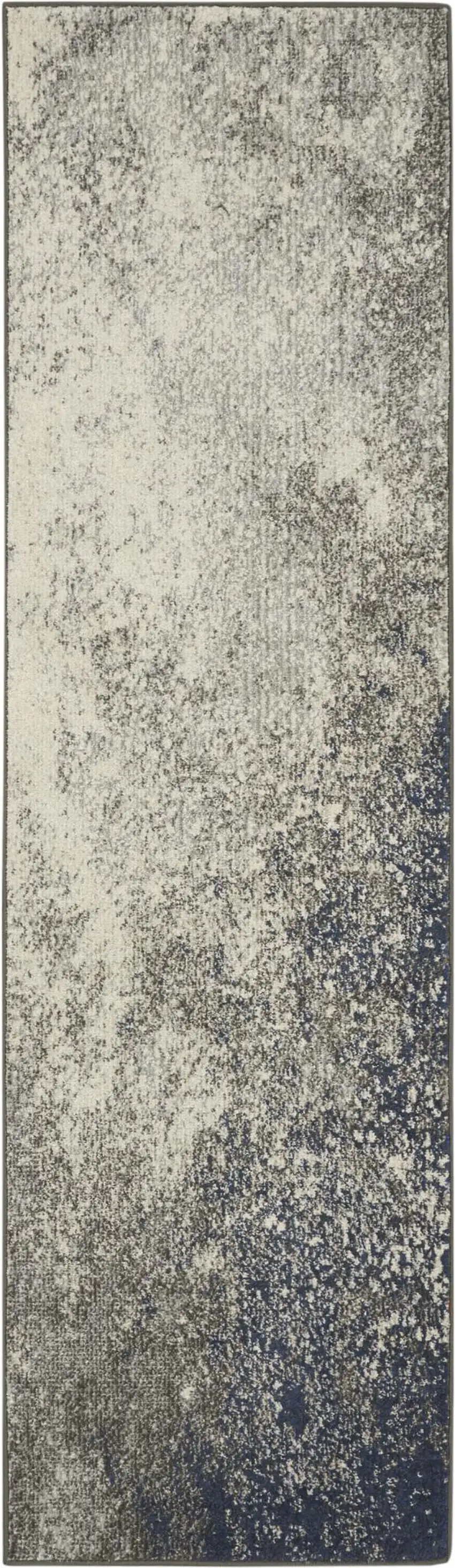 8' Gray And Ivory Abstract Runner Rug Photo 9