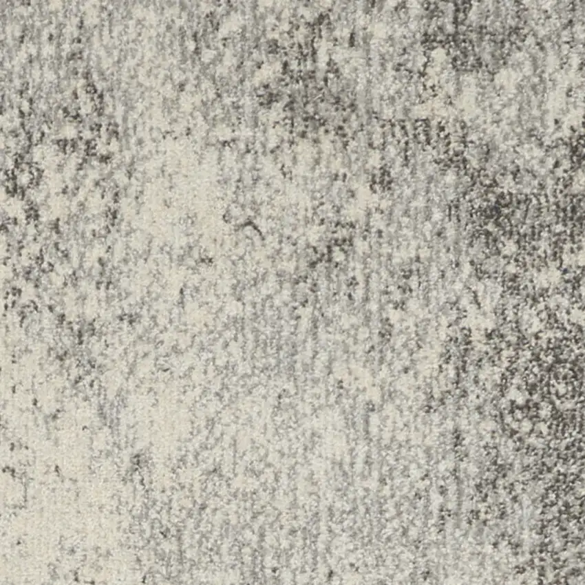 8' Gray And Ivory Abstract Runner Rug Photo 7